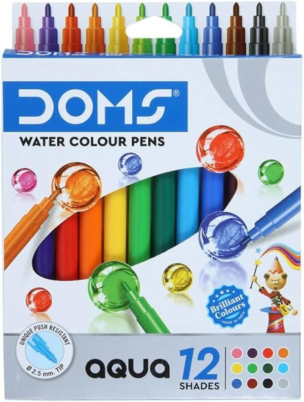 DOMS AQUA MAX WATER COLOR PEN 12 SHADES